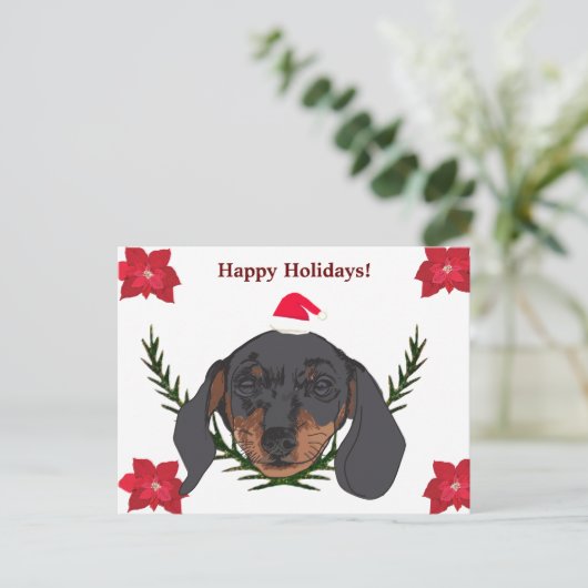 Happy Holidays Weiner Dog Postkarte (Stehend Vorderseite)