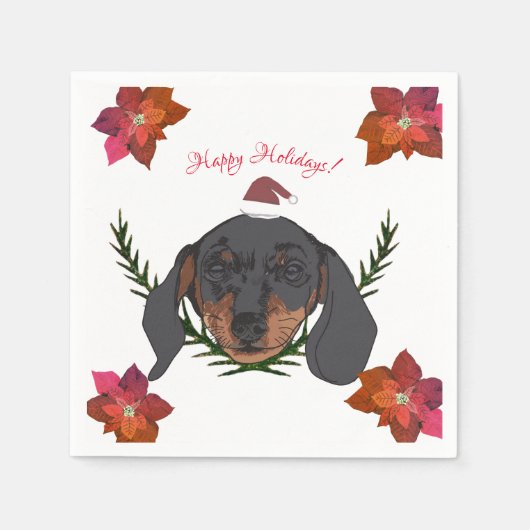 Happy Holidays Weiner Dog Serviette (Vorderseite)