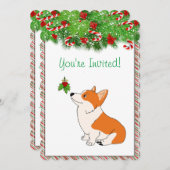 Happy Holidays Welsh Corgi Cartoon Einladung (Vorne/Hinten)