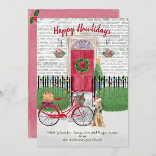 Happy Holidays Welsh Terrier Bicycle Red Door