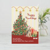 Happy Holidays Welsh Terrier Tree Presents (Stehend Vorderseite)