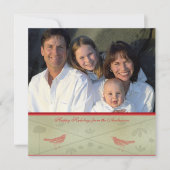 Happy Holidays Whimsical Red Bird Card Einladung (Vorderseite)