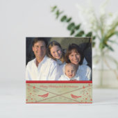 Happy Holidays Whimsical Red Bird Card Einladung (Stehend Vorderseite)