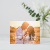 Happy Holidays Whimsical Script Foto Postkarte (Stehend Vorderseite)