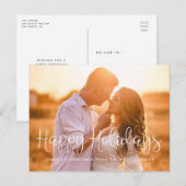 Happy Holidays Whimsical Script Foto Postkarte (Vorne/Hinten)