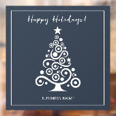 Happy Holidays White Christmas Tree on Dark Gray Fensteraufkleber (Blatt 2)