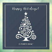 Happy Holidays White Christmas Tree on Dark Gray Fensteraufkleber (Blatt 3)