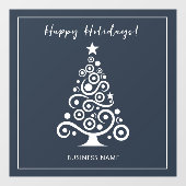 Happy Holidays White Christmas Tree on Dark Gray Fensteraufkleber (Blatt)