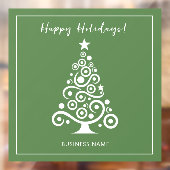 Happy Holidays White Christmas Tree on Green Fensteraufkleber (Blatt 2)