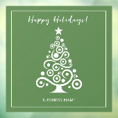 Happy Holidays White Christmas Tree on Green Fensteraufkleber (Blatt 3)