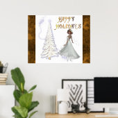 Happy Holidays - White Dancer & White Tree Print Poster (Heimbüro)