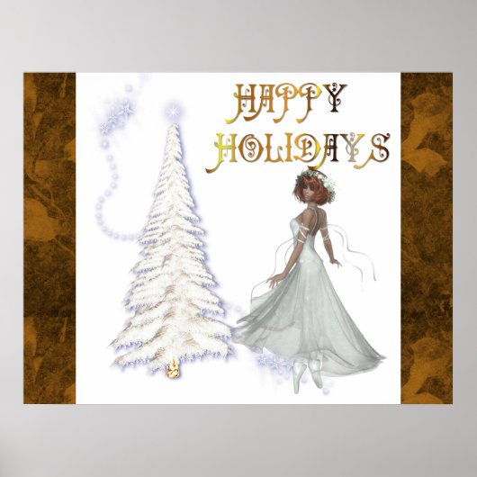 Happy Holidays - White Dancer & White Tree Print Poster (Vorne)