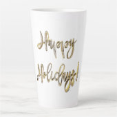 Happy Holidays White Diamonds Gold Script Chic Milchtasse (Vorderseite)