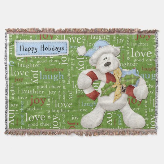 Happy Holidays White Dog weich Decke (Vorderseite)