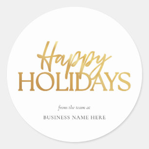 Happy Holidays White Gold Business Weihnachten Runder Aufkleber