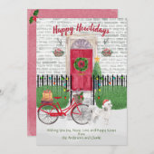 Happy Holidays White Poodle Bicycle (Vorne/Hinten)