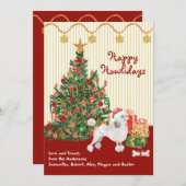 Happy Holidays White Poodle Tree Weihnachtskarte (Vorne/Hinten)