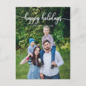 Happy Holidays White Script Unique Foto Christmas Postkarte (Vorderseite)