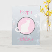 Happy Holidays White Silhouette Tabby Cat Card Karte (Gelbe Blume)