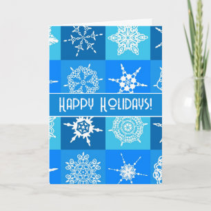 Happy Holidays White Snowflakes auf Hübsch Blue Feiertagskarte