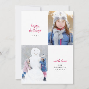 Happy Holidays White Snowy Minimal Foto Feiertagskarte