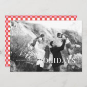 Happy Holidays White Text Foto Weihnachtskarte Einladung (Vorne/Hinten)