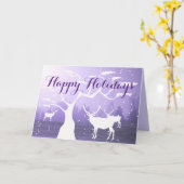 Happy Holidays White Tree/Deer Silhouette Card Karte (Gelbe Blume)