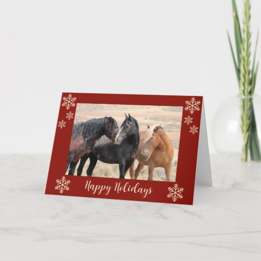 Happy Holidays Wilde Horses Card Dankeskarte (Vorderseite)