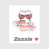 Happy Holidays Wine Aufkleber (Blatt)