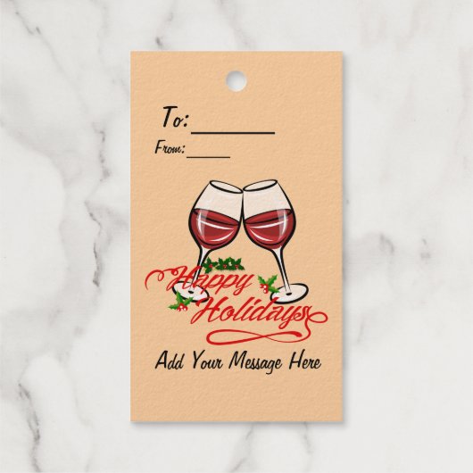 Happy Holidays Wine Geschenkanhänger (Rückseite)