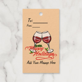 Happy Holidays Wine Geschenkanhänger