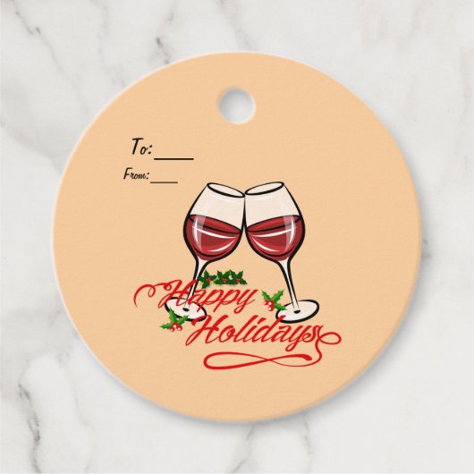 Happy Holidays Wine Geschenkanhänger (Vorderseite)