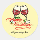 Happy Holidays Wine Runder Aufkleber (Vorderseite)