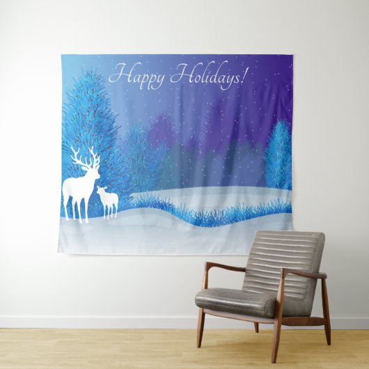 Happy Holidays Winter Background Wandteppich (Beispiel (Horizontal))