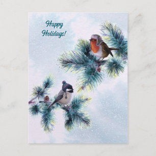 Happy Holidays Winter Birds Weihnachten Postkarte