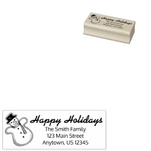 Happy Holidays Winter Christmas Snowman Adresse Gummistempel