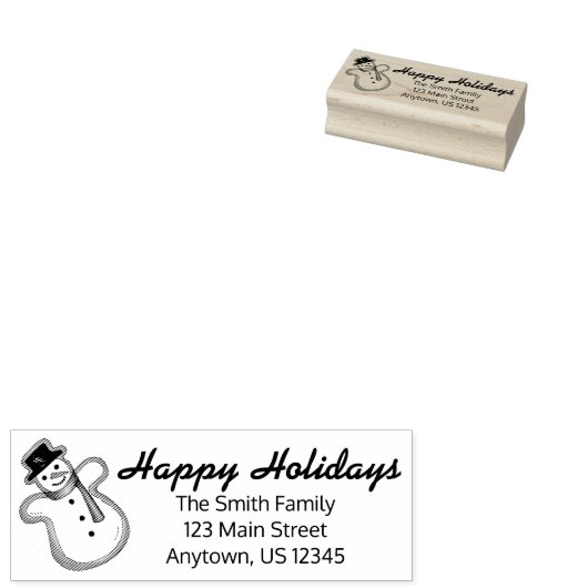 Happy Holidays Winter Christmas Snowman Adresse Gummistempel (Stempel)