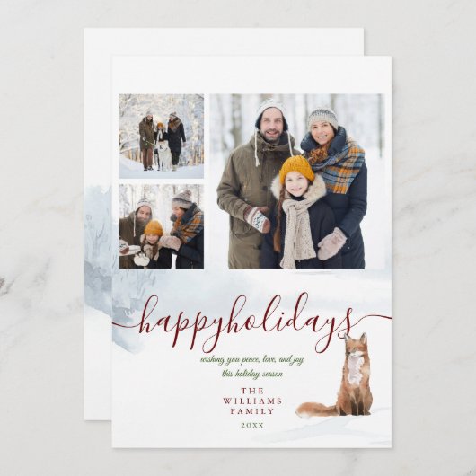 Happy Holidays Winter Fox 3 Foto Weihnachten (Vorne/Hinten)