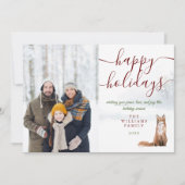 Happy Holidays Winter Fox Weihnachtsfeiertag Foto Feiertagskarte (Vorderseite)