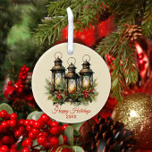 Happy Holidays Winter Lanterns Custom Foto Keramik Ornament