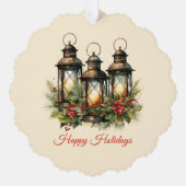 Happy Holidays Winter Lanterns Custom Foto Ornament Karte (Vorderseite)