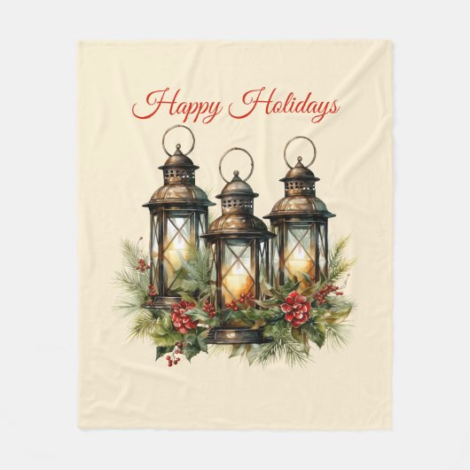 Happy Holidays Winter Lanterns Fleecedecke (Vorderseite)