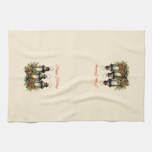Happy Holidays Winter Lanterns Geschirrtuch (Horizontal)