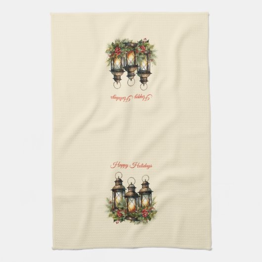 Happy Holidays Winter Lanterns Geschirrtuch (Vertikal)