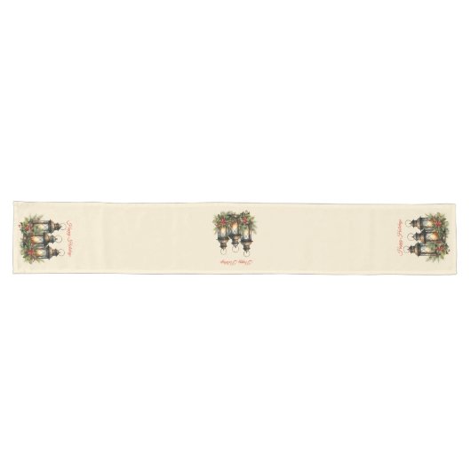 Happy Holidays Winter Lanterns Großer Tischläufer (Horizontal)