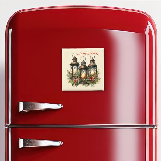 Happy Holidays Winter Lanterns Magnet