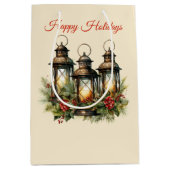 Happy Holidays Winter Lanterns Mittlere Geschenktüte (Vorderseite)