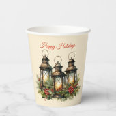 Happy Holidays Winter Lanterns Pappbecher (Rückseite)