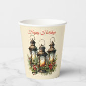 Happy Holidays Winter Lanterns Pappbecher (Vorderseite)