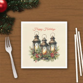 Happy Holidays Winter Lanterns Serviette